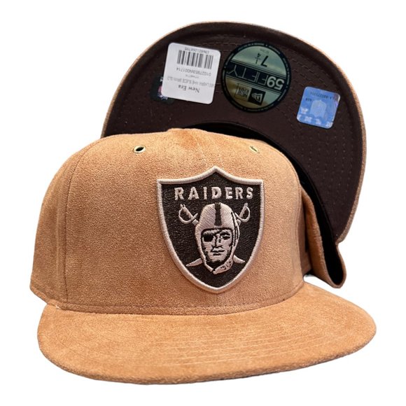 Las Vegas Oakland Raiders 59FIFTY Fitted Hat Cap Wheat Suede Pack - Picture 1 of 13